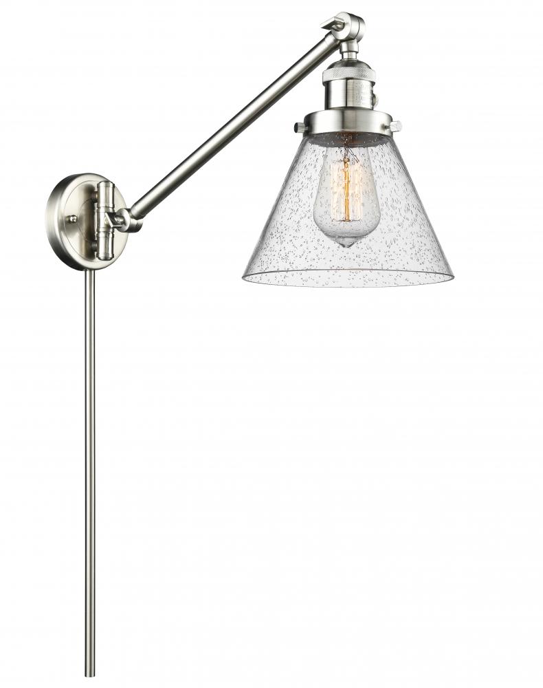 Cone - 1 Light - 8 inch - Brushed Satin Nickel -Adjustable Swing Arm
