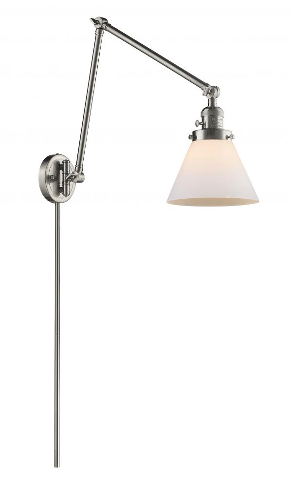 Cone - 1 Light - 8 inch - Brushed Satin Nickel -Adjustable Swing Arm